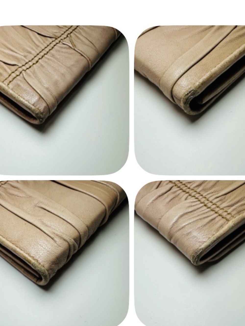PRADA Beige Gaufre Nappa Leather Long Wallet Gold Logo Continental Wallet - Picture 15 of 16